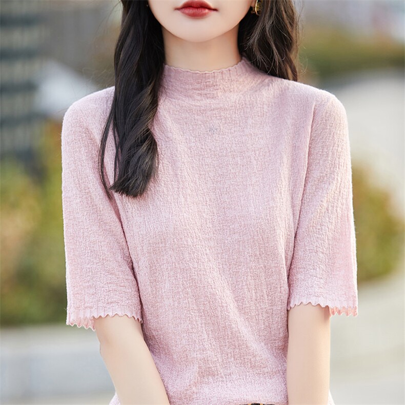 时尚百搭圆领长袖毛衣女套头修身显瘦针织衫,女装羊毛衫,琳华羊绒