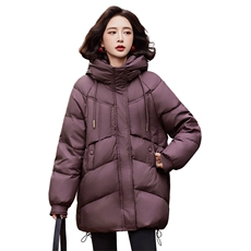 连帽羽绒服女冬季中长款高级感超好看时尚宽松加厚保暖面包服外套，女装羽绒服，靓衣阁