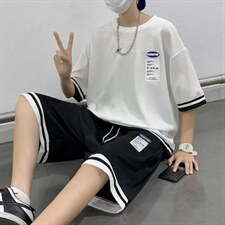 夏季薄款运动服两件套男装时尚休闲套装男士帅气搭配T1311-P36，男装T恤，星座512-2