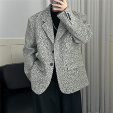 现货-秋冬潮牌羊毛呢大衣垫肩西装外套男时尚夹克-AJ23121-P155，男装夹克，电商A351