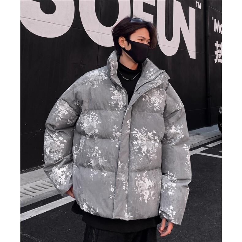 巴家扎染羽绒棉服男冬季宽松加厚短款面包服潮痞帅高街棉衣p98图片