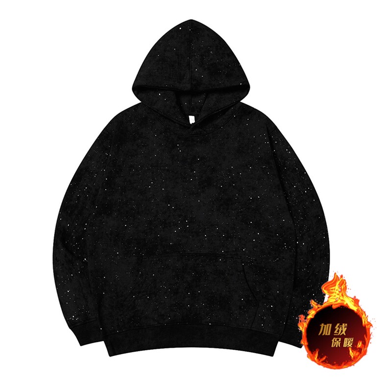 抖音得物品质二开美式高街加绒重磅水洗满天星扎染连帽卫衣W385JR，男装卫衣，电商A486