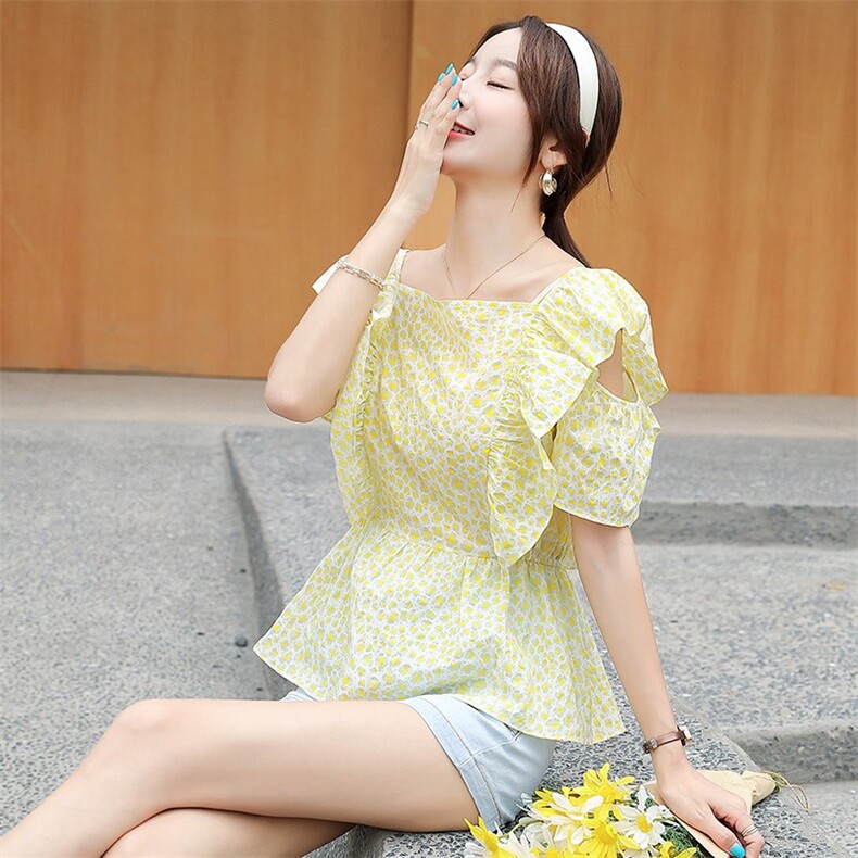 方领衬衫女夏季2021年新款法式小众，女装衬衫，寒都衣屋