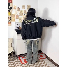 232-P60美式街头花卉花环刺绣夹克春季男女情侣款百搭棒球服外套，男装T恤，电商B323A