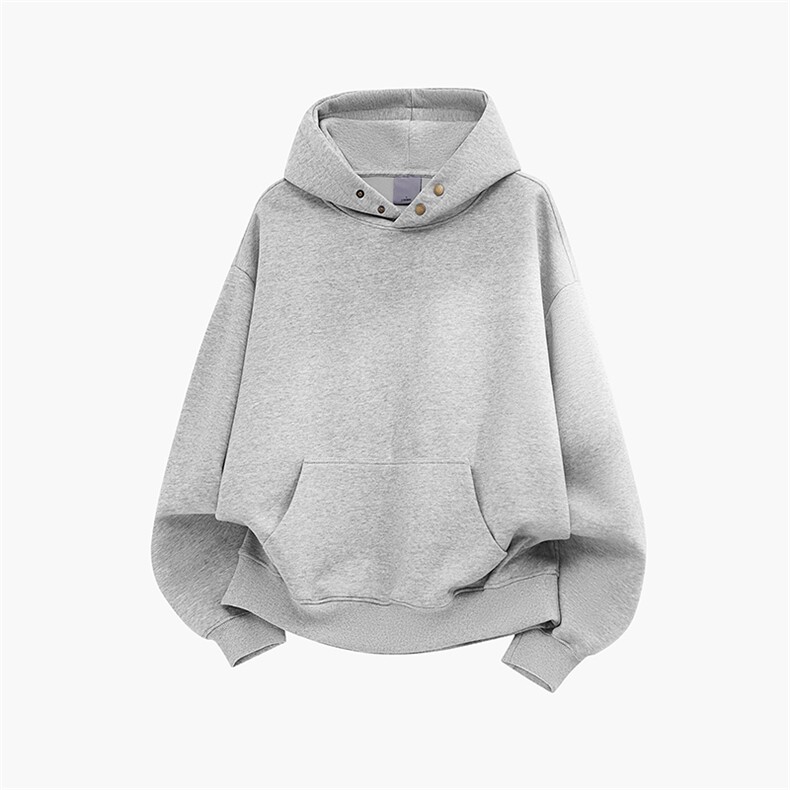 纯色重磅500克双排扣连帽卫衣宽加绒奥粒绒外套上衣RH5343JR-P57,女装短外套,星座610B-1