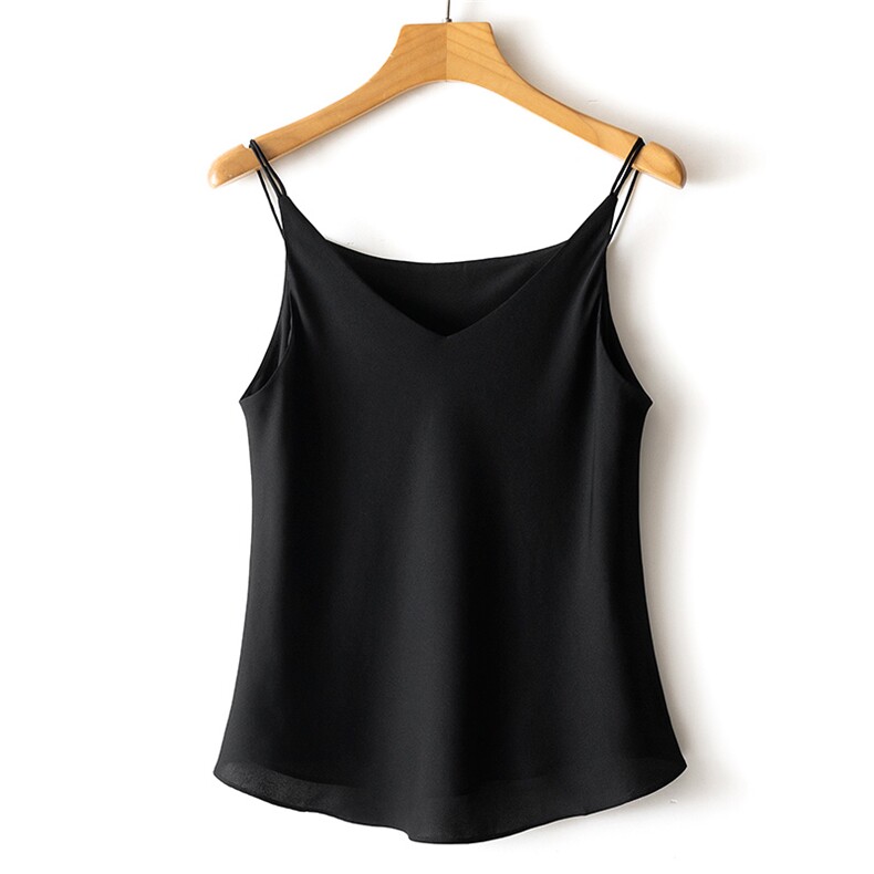 2025夏季时尚真丝地道背心V领无袖西装内搭性感缎面丝滑小美背，女装背心吊带，瑞上羊绒