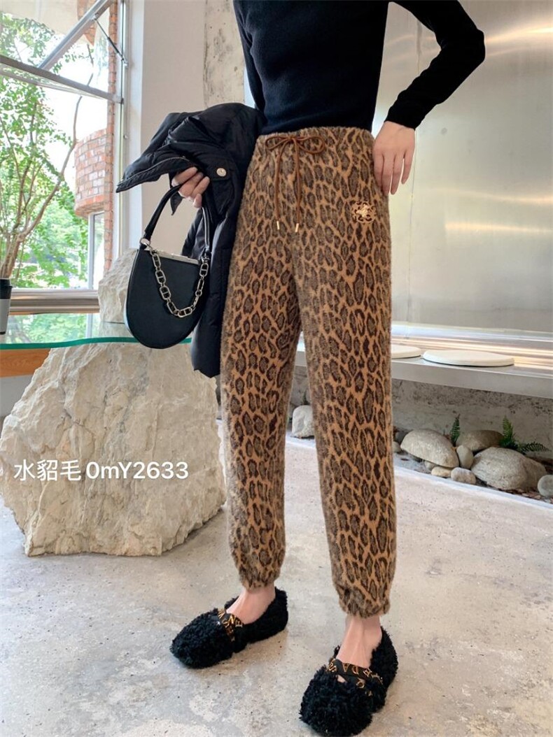 貂绒休闲裤，女装休闲裤，欧美吔