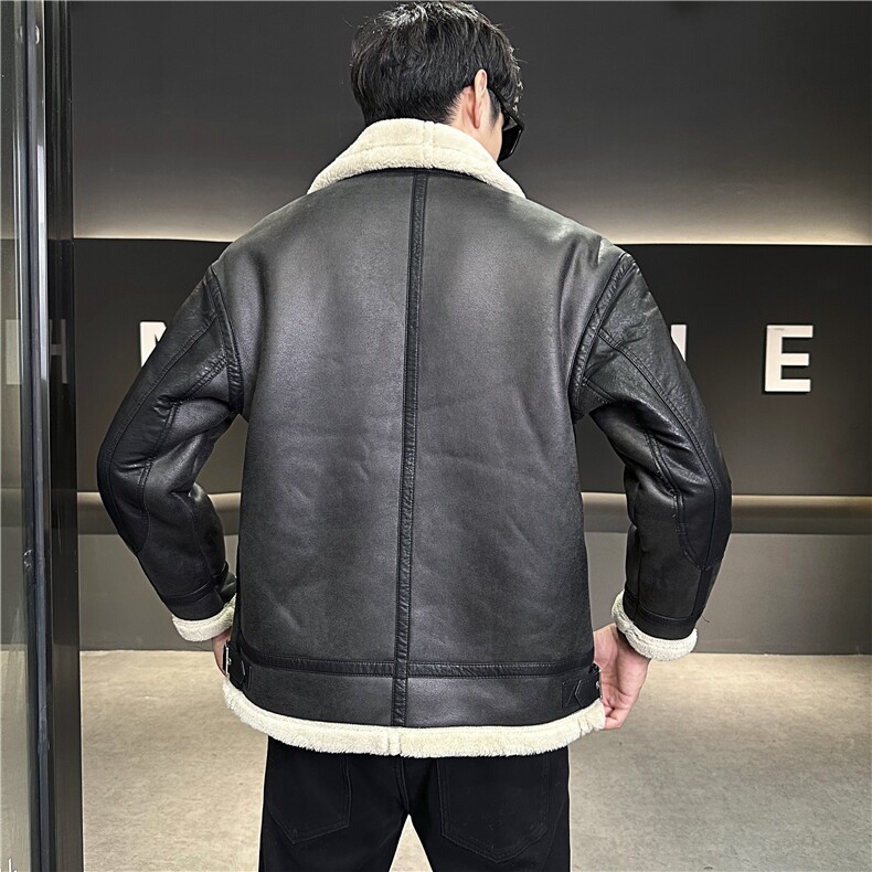 模特图冬季保暖外套皮毛一体加厚夹克羊羔毛外套白底8907p215,男装夹克,电商A203-1