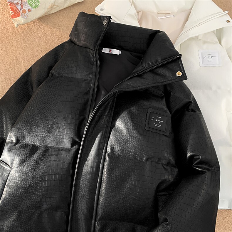 摆拍鳄鱼皮加厚pu皮棉衣男士皮棉服青少年男棉袄外套-6610--P120,男装皮衣,电商A020