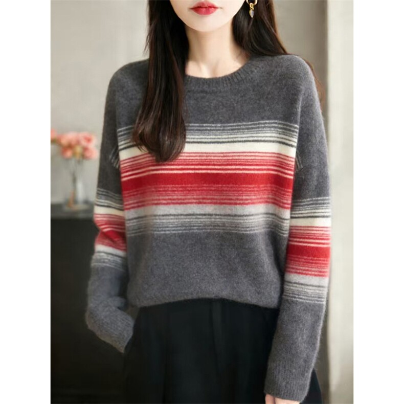 毛衣秋冬季宽松韩版慵懒风外穿鸡心领针织上衣，女装针织衫/毛衣，暖姿羊绒