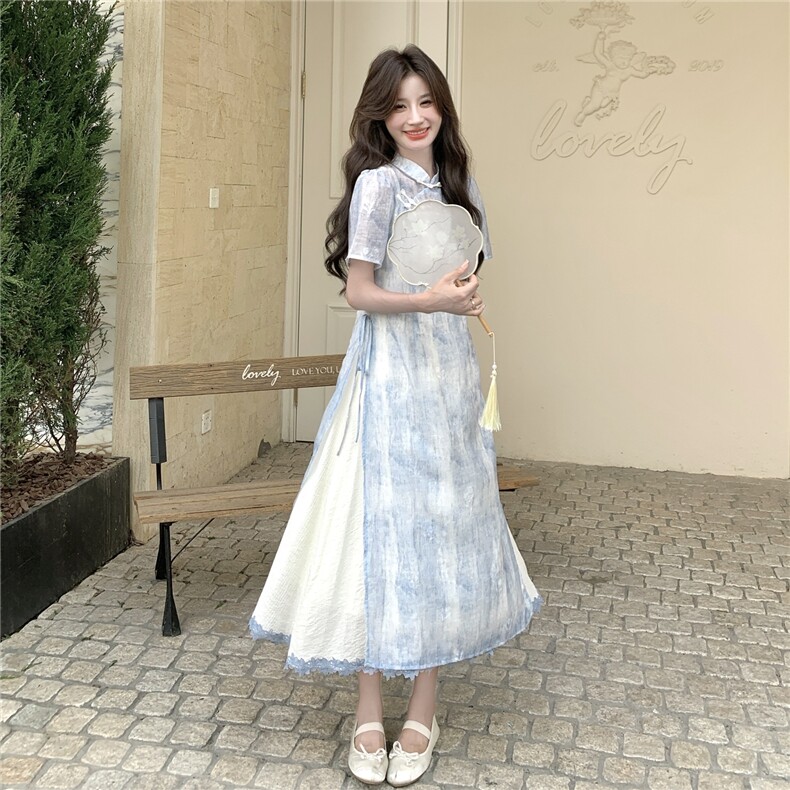 现货--蓝色风两件套套装203-8938-P155-K228,女装套装/套裙,浪娴服饰
