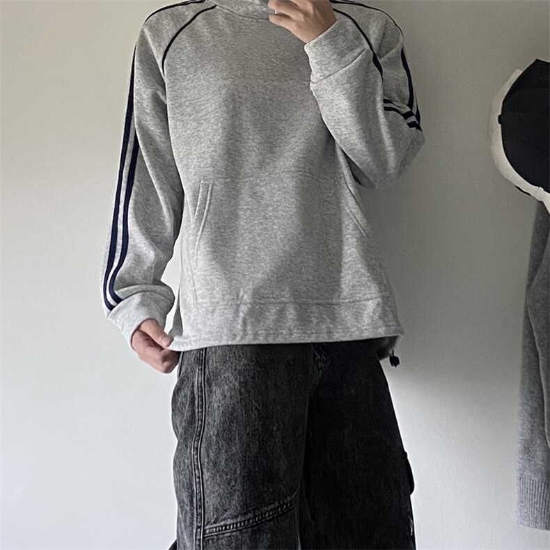 抖音得物高品质二开25秋冬美式高街重磅结构织带高领立领卫衣W66,男装卫衣,电商A486-1