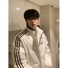A453-P88三杠拼色棉服外套立领棉衣冬季百搭男女宽松保暖厚外套，男装棉衣，星座911