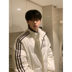 A453-P88 三杠拼色棉服外套立领棉衣冬季百搭男女宽松保暖厚外套图片