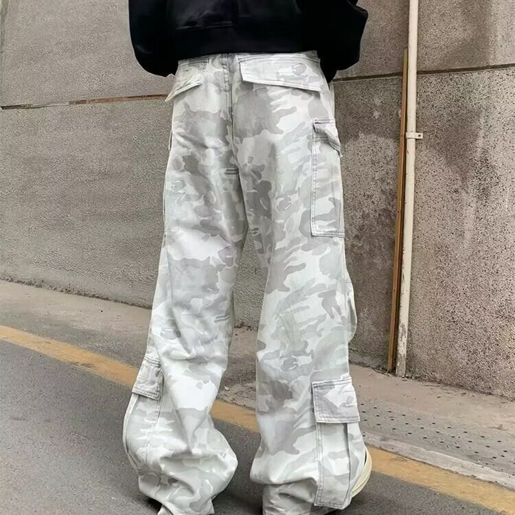 秋季迷彩多口袋工装裤男宽松复古机能高街阔腿休闲长裤L83588-P60,男装工装外套,星座1008