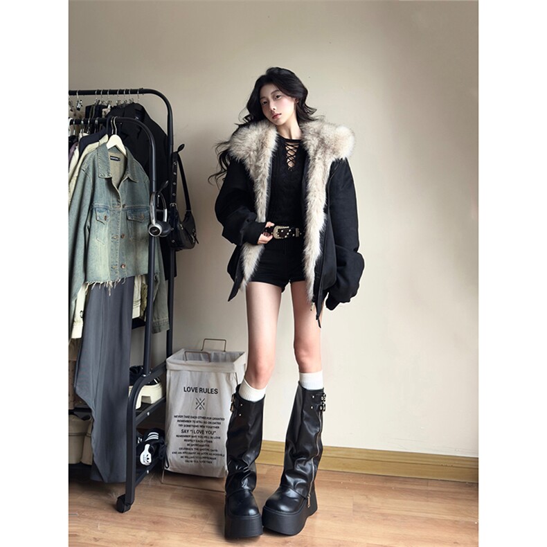 网图秋冬连帽猫耳朵男女情侣装棉服外套鹿皮绒座山雕-A2350P99,男装棉衣,电商B241