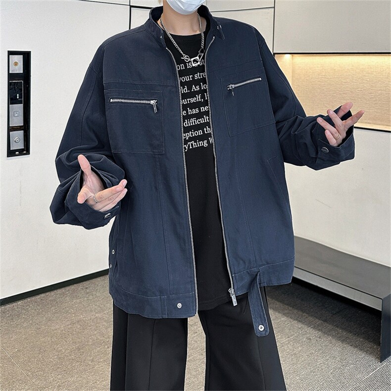 复古哈灵顿水洗帆布夹克男女春秋新款cleanf美式立领工装休闲外套,男装工装外套,星座505-2（原电商A260-1)
