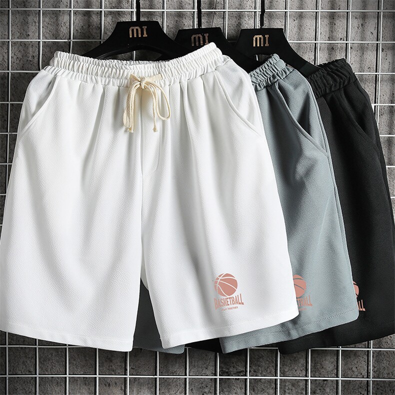 MK37237-P15 冰丝短裤男士大码宽松休闲五分裤男运动中裤 网格图片