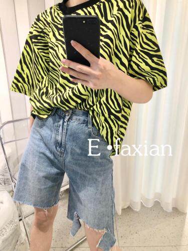 2021夏季斑马纹跑量T，女装，E.FAXIAN伊发现