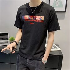 2021夏装店主风印花纯棉T恤男短袖圆领宽松t恤B248-NS9044-P35，男装T恤，电商B321-1