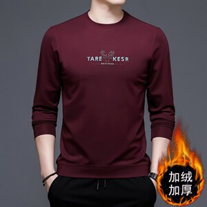 新款男装秋冬长袖T恤加绒加厚印花休闲卫衣打底衫KLS28013-P80，男装T恤，电商B212（原钱塘6029）