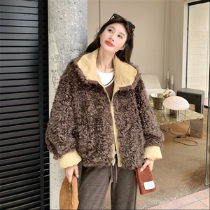 现货：冬季新款时尚保暖设计感两面穿加绒加厚毛毛领派克服外套图片
