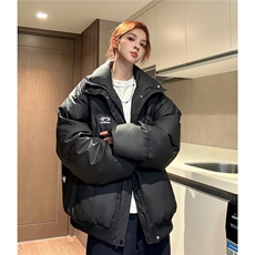 冬装新港风PU软皮棉服刺绣logo棉衣休闲加厚外套男女G1103P128，男装棉衣，电商A339