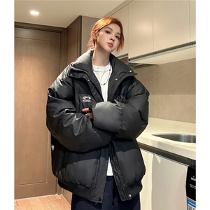 冬装新 港风PU软皮棉服刺绣logo棉衣休闲加厚外套男女 G1103 P128图片