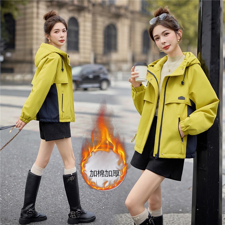 2025年冬装时尚休闲冲锋棉衣外套，女装棉衣/棉服，红依佳