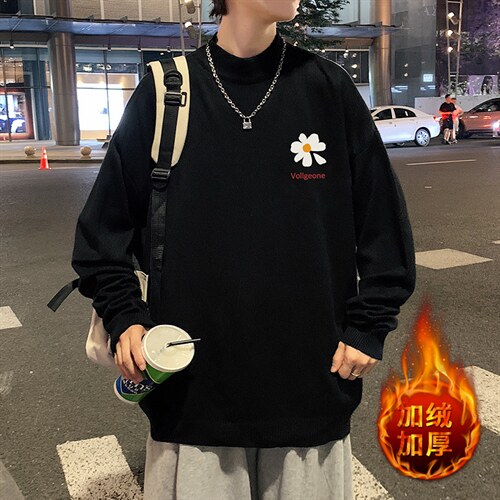 M18059-P45加绒款-P65半高领毛衣男士大码针织衫男毛线衣男，男装针织衫/毛衣，电商A040
