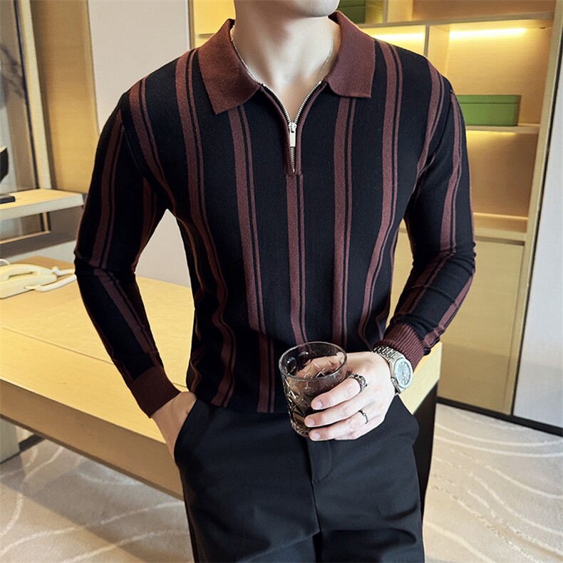 盗图-痞帅翻领半拉链套头针织衫英伦商务毛衣男MZ13/P75控105,男装针织衫/毛衣,电商A243