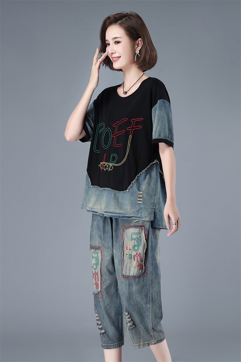 个性时尚潮流套装/套裙短袖2021年夏季休闲圆领气质,女装套装/套裙,叶笙衣