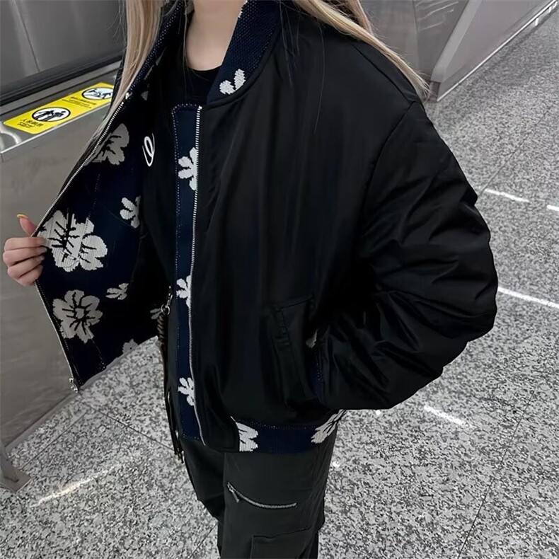 美式复古提花高级感棒球服外套女宽松潮牌痞帅飞行员夹克图片