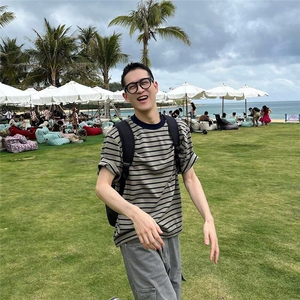 【已到大货】DA160-P40插肩袖拼色短袖t恤男士夏季重磅男装体恤潮图片