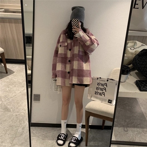 衬衫式毛呢格子外套,女装衬衫,XTZ style