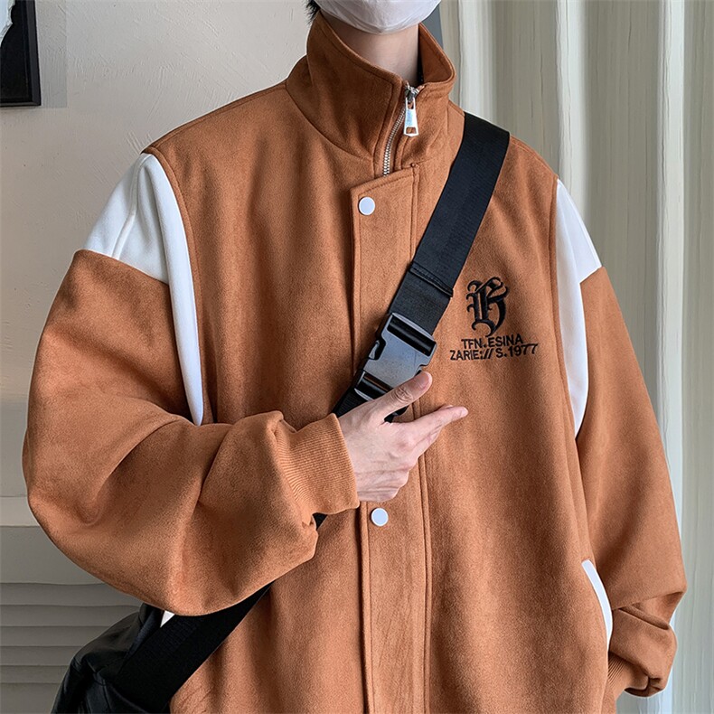 特P76控12824/秋季重磅鹿皮绒美式刺绣翻领夹克外套JK2309,男装夹克,电商B370