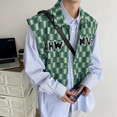 马甲男韩版潮流格子个性2024春秋新款ins宽松帅百搭外套W2897-P36，男装背心/马甲，星座412