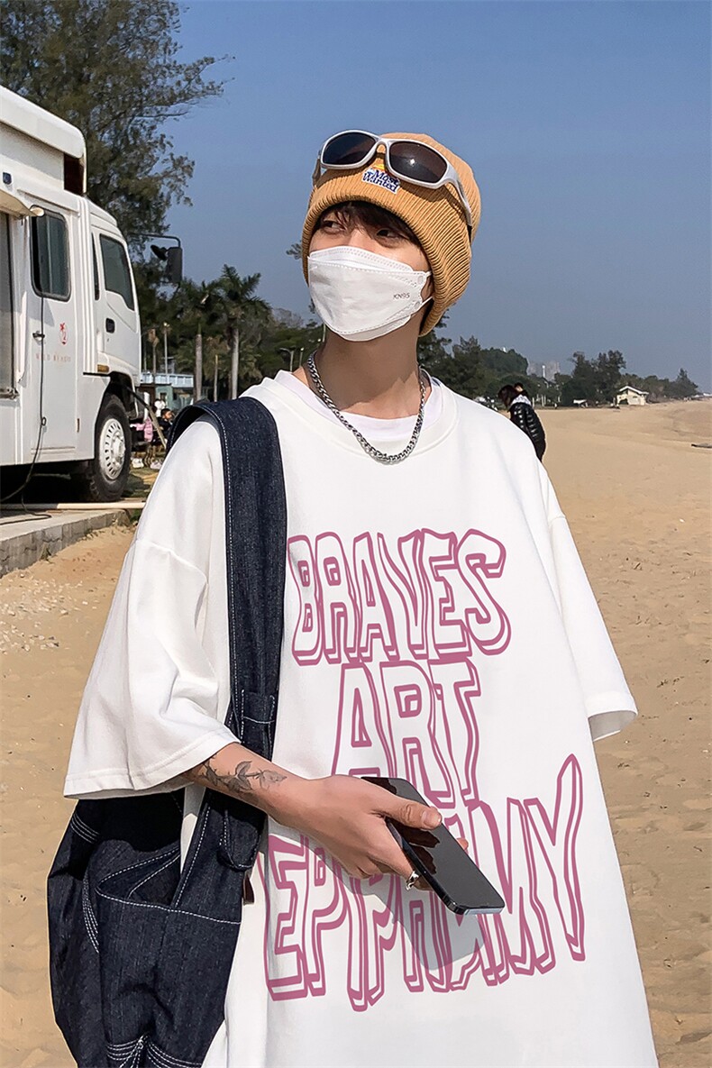 B239-1232-P28个性字母创意印花夏季重磅落肩袖短袖t恤港风,男装T恤,星座514-2(原B239)