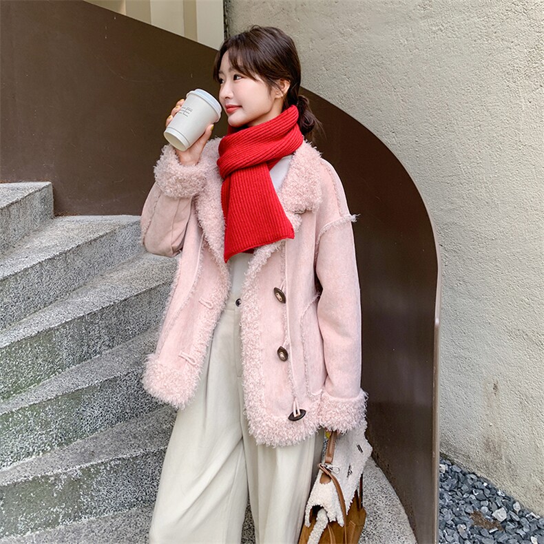 2024年冬季新款仿羊羔毛外套女0137,女装羊羔毛/颗粒绒,秋水欣儿