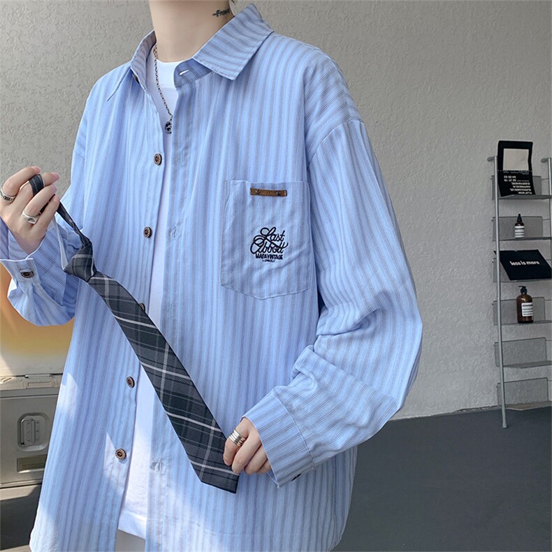 现货  CS1163-特P53  新款百搭条纹大码男衬衫图片