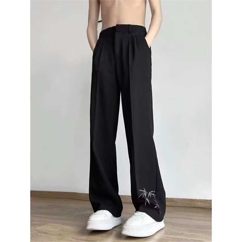 1506/QXK020/P32宽松休闲裤男百搭裤子夏季薄款坠感阔腿拖地长裤，男装休闲裤，星座1506