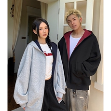 重磅高品质硬挺boxy26春装美式高街结构撞色拼接连帽卫衣开衫外套，女装短外套，电商A486
