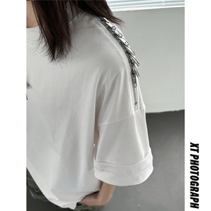 夏季 260克美式复古四芒星情侣短袖T恤衫中性上衣男 D343 P43图片