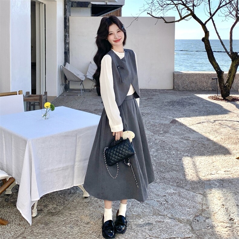 新款~衬衫+马甲+半裙休闲三件套套装裙2b237-6205-三件套p195k318,女装套装/套裙,2B237