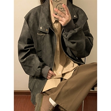 1中性做旧面料字母刺绣皮衣女金属装饰夹克外套男JK77861P95控158，男装夹克，星座226-2