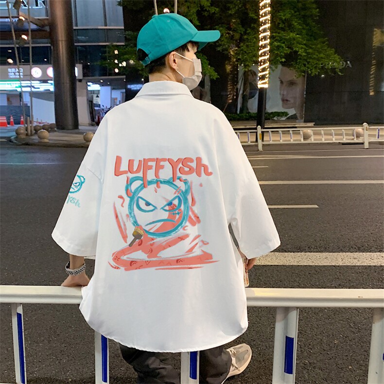 ！夏款港风冰丝衬衣男黑寸衫男白短袖衬衫男DXC286-P30图片