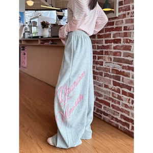 美式复古高街运动街舞抽绳卫裤男女潮牌宽松直筒阔腿休闲裤子图片