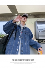 (大货)秋季港风牛仔夹克男韩版工装牛仔衣简约百搭外套J/，男装夹克，电商D202