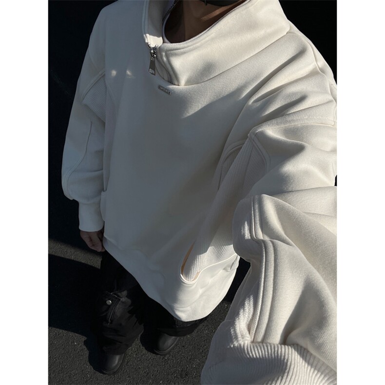立领拉链拼接设计感卫衣男XH92-特p70,男装卫衣,电商B367
