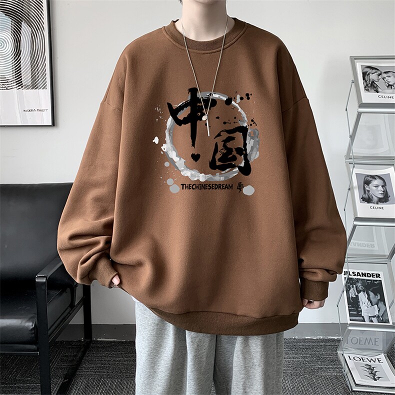 圆领卫衣男大码加厚加绒长袖t恤男S6134-P28加绒款-P33,男装卫衣,电商A040